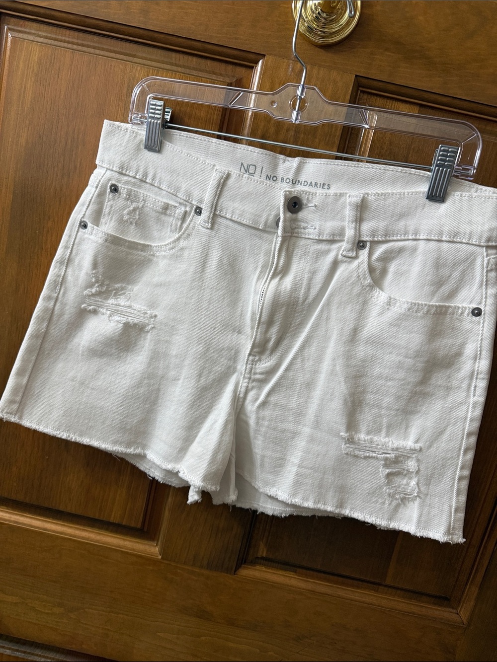 No Boundaries White Distressed Cutoff Jean Shorts size 13